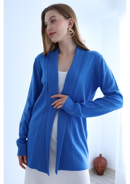 Kadın Mavi Fitilli Uzun Hırka fırsatları