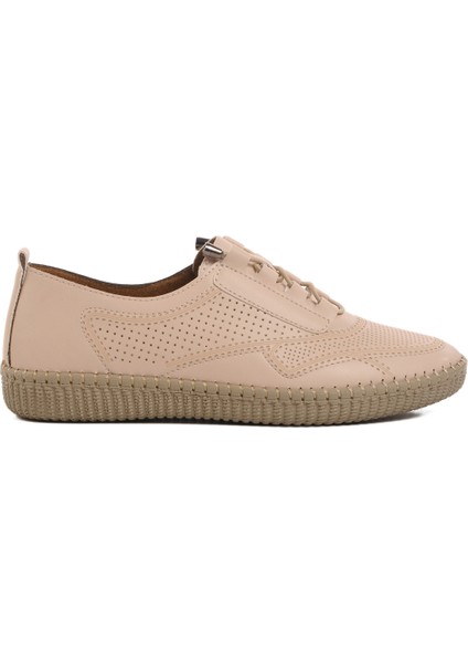 Bej Hafif Lastik Bağcıklı Kadın Casual Ayakkabı 651566 Z