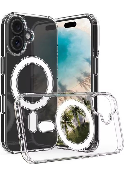 iPhone 16 Kılıf Magsafe Özellikli Şeffaf Silikon Kapak