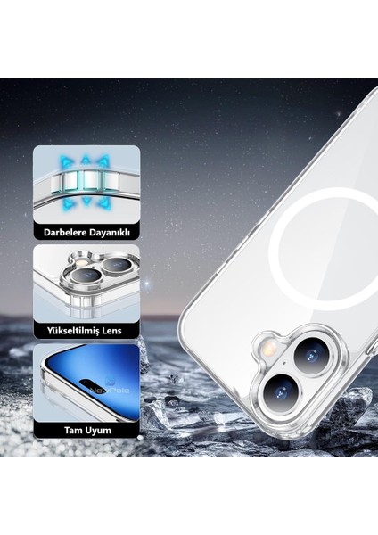 iPhone 16 Kılıf Magsafe Özellikli Şeffaf Silikon Kapak modelleri