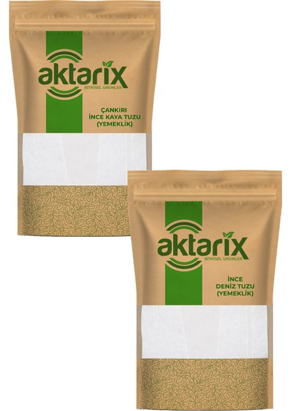 İnce Yemeklik Tuz Seti 1 kg ( 500 gr Deniz Tuzu + 500 gr Çankırı Kaya Tuzu )