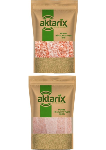 Pembe Himalaya Tuzu Seti 1 kg ( 500 gr İri Pembe + 500 gr İnce Yemeklik Pembe )