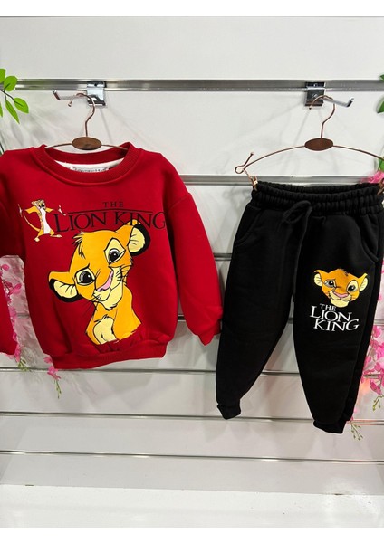 Erkek Çocuk Lion Kıng Desenli 2li Takım Kırmızı