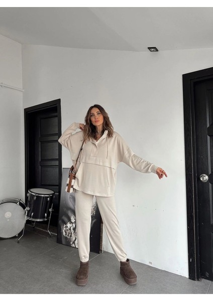 Kadın Kapşonlu Cepli Modall Dokulu Ikili Takım fırsatları