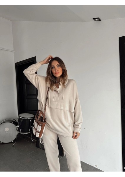 Kadın Kapşonlu Cepli Modall Dokulu Ikili Takım indirimleri