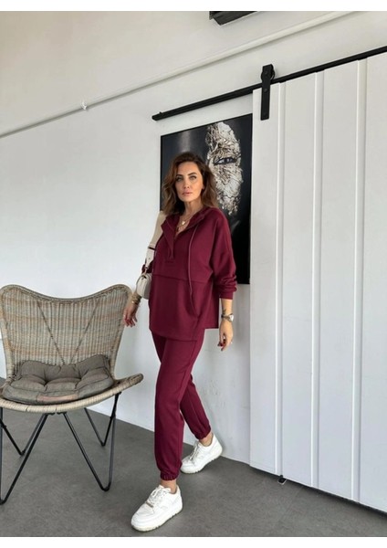 Kadın Kapşonlu Cepli Modall Dokulu Ikili Takım fırsatları