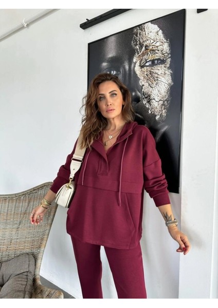 Kadın Kapşonlu Cepli Modall Dokulu Ikili Takım indirimleri