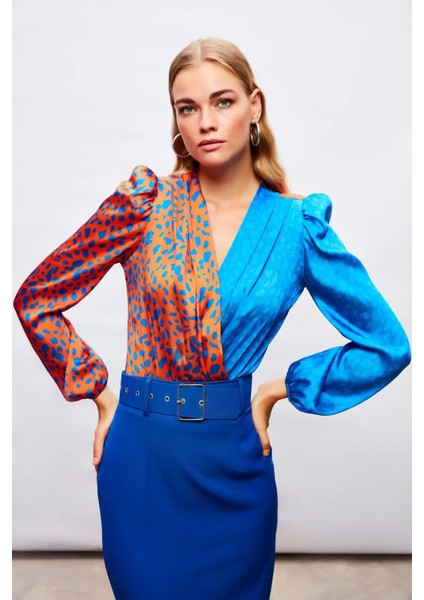 Kruvaze Desenli Bodysuit