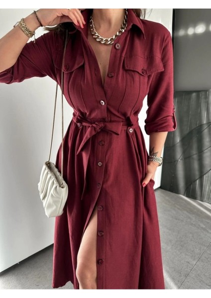 Egzotik Asortik Kadın Kolları Manşetli Full Düğmeli Safari Gömlek Elbise fiyatları