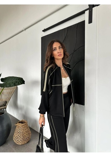 Asortik Kadın Simli Şeritli Modall Dokulu Ikili Takım modelleri