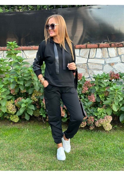 Kadın Deri Detaylı Kapüşonlu Ikili Takım fiyatları