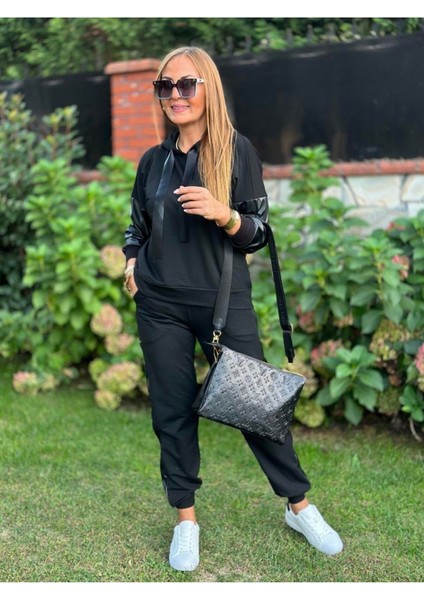 Kadın Deri Detaylı Kapüşonlu Ikili Takım fırsatları