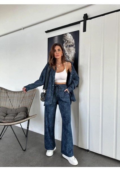 Egzotik Asortik Kadın Batik Desenli Premium Tasarım Tunik Pantolon Ikili Takım