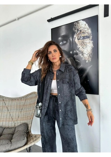 Asortik Kadın Batik Desenli Premium Tasarım Tunik Pantolon Ikili Takım