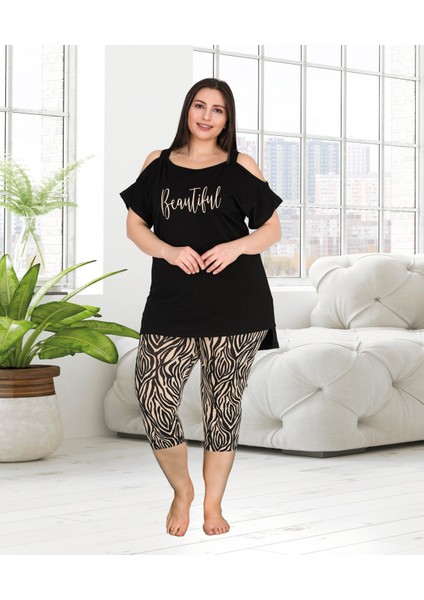 Büyük Beden Kapri Pijama Takımı