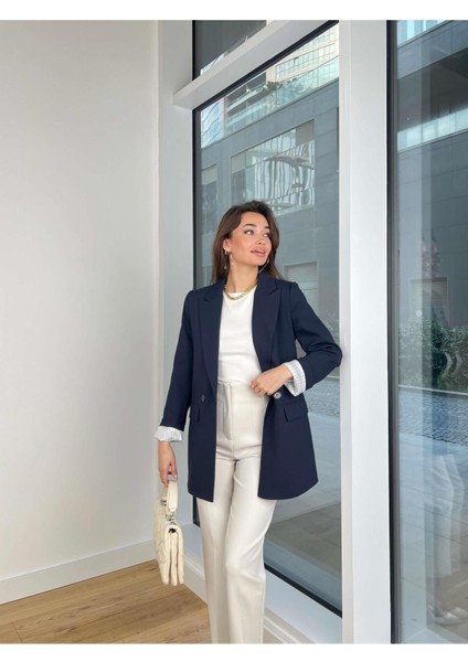 Robin Kadın Çizgili Astarlı Kruvaze Blazer Klasik Kumaş Ceket fiyatları
