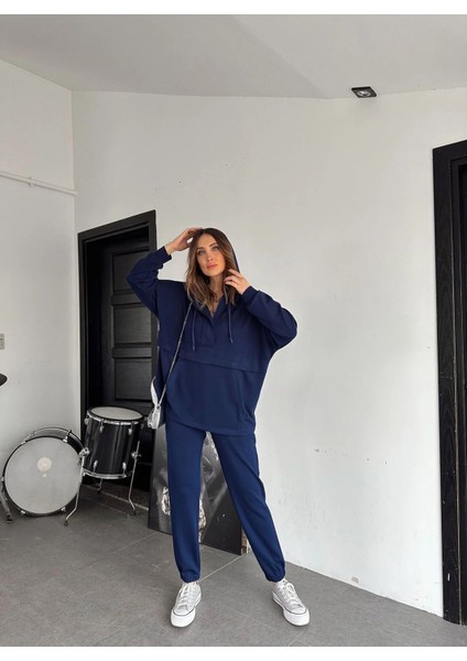 Kadın Kapşonlu Cepli Modall Dokulu Ikili Takım modelleri