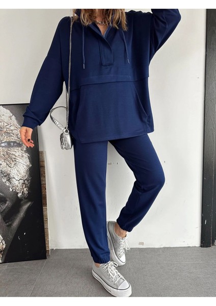 Kadın Kapşonlu Cepli Modall Dokulu Ikili Takım fırsatları