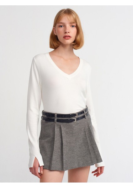 10427 V Yaka Kolu Yırtmaçlı Kazak