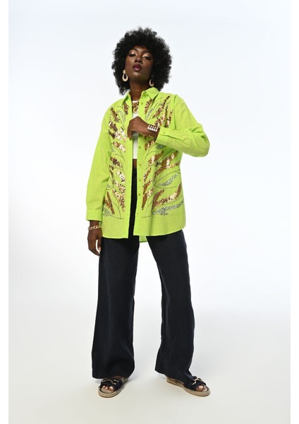 Kadın Payetli Oversıze Gömlek modelleri