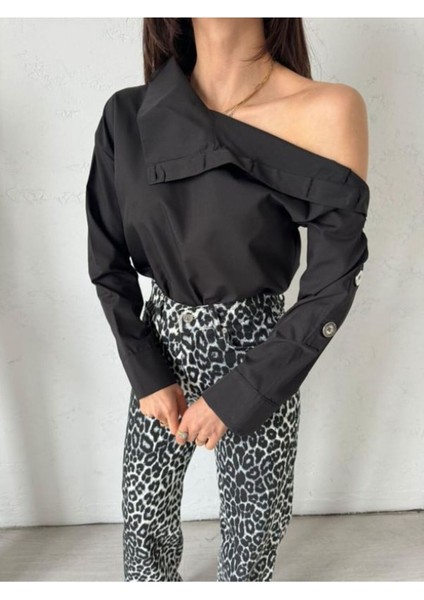 Miss Neşem Kadın Dik Veya Düşük Yaka Düğme Detaylı Kısa Oversize Kesim Pamuk Gömlek fiyatları
