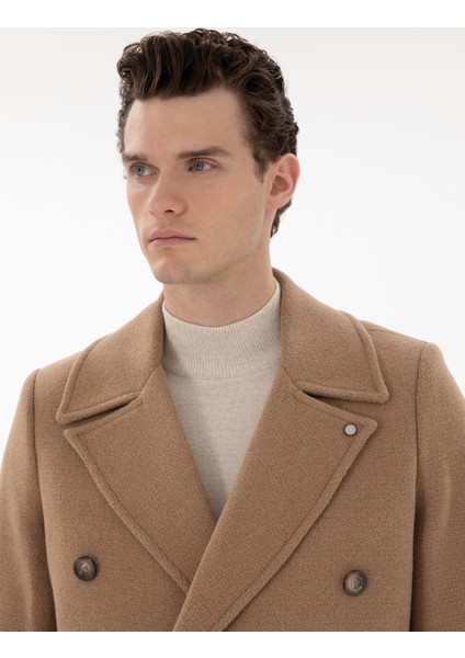 Erkek Bej Ex. Slim Fit Kaşe Kaban 50293291-VR011 fiyatları