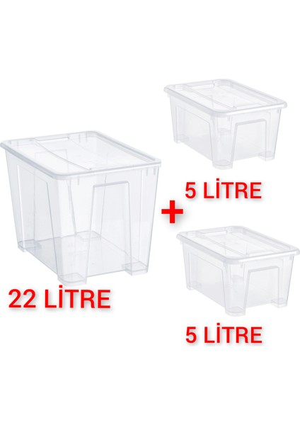 3 Adet Saklama Kutusu (39 x 28 x 28 cm ve 28 x 20 x 14 cm ) Ikea 3'lü Set Kapaklı Düzenleme Kabı Düzenleyici