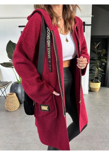 Robin Kadın Kapüşonlu Torba Cep Astarsız Hafif Buklet Kaşe Oversize Kaban modelleri