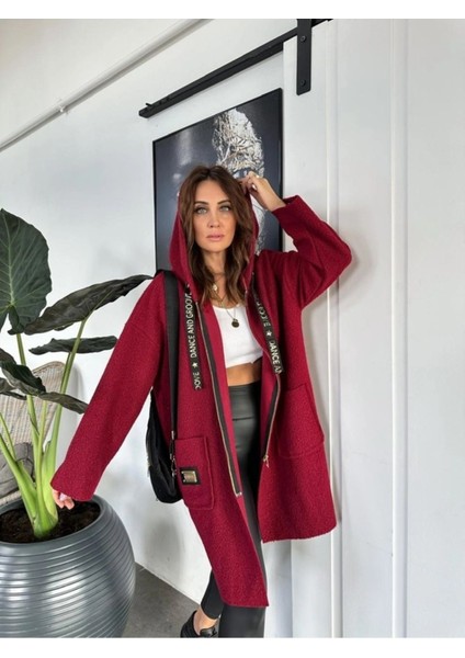 Robin Kadın Kapüşonlu Torba Cep Astarsız Hafif Buklet Kaşe Oversize Kaban fırsatları
