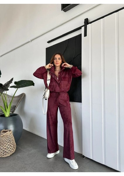 Egzotik Asortik Kadın Batik Desenli Iri Cepli Mont Pantolon Ikili Takım