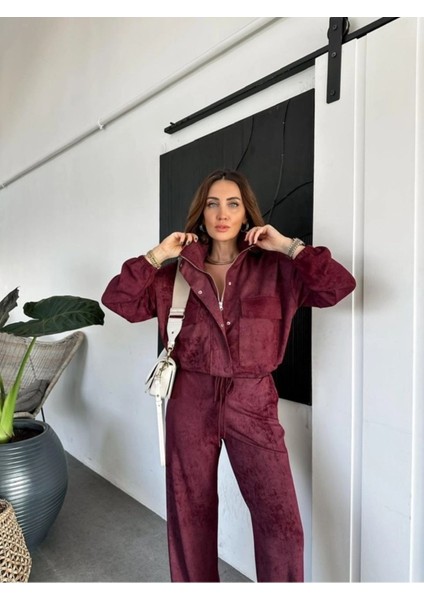 Egzotik Asortik Kadın Batik Desenli Iri Cepli Mont Pantolon Ikili Takım modelleri