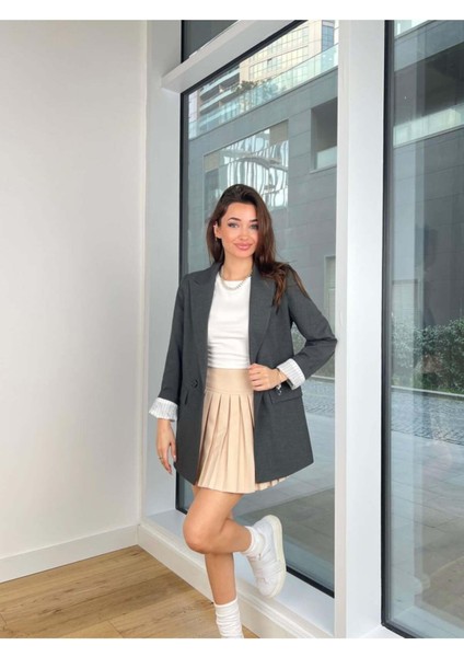 Robin Kadın Çizgili Astarlı Kruvaze Blazer Klasik Kumaş Ceket fiyatları