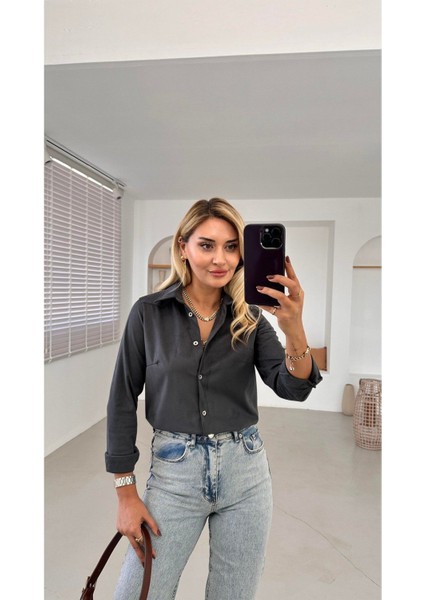Bebe Plus Kadın Premium Kalite Klasik Süet Gömlek