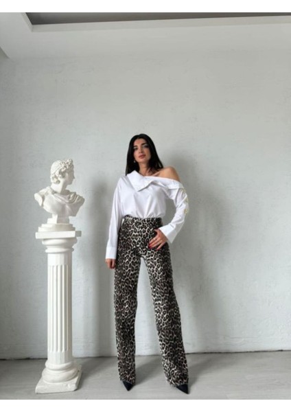 Miss Neşem Kadın Dik Veya Düşük Yaka Düğme Detaylı Kısa Oversize Kesim Pamuk Gömlek