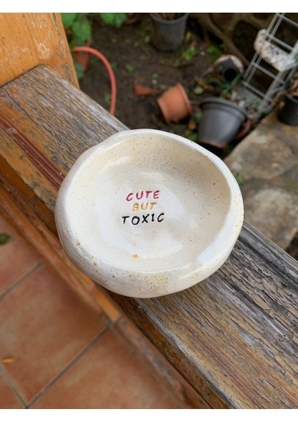 El Yapımı Seramik Takı Tabağı Dekoratif Mumluk Cute But Toxic