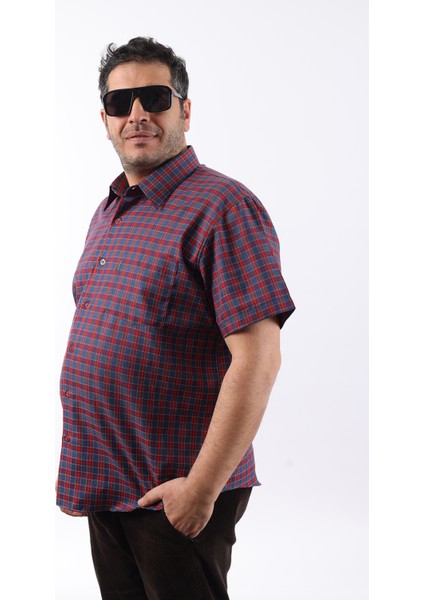 Kısa Kol Ekose Pamuklu Erkek Gömlek KK-8074-TSS