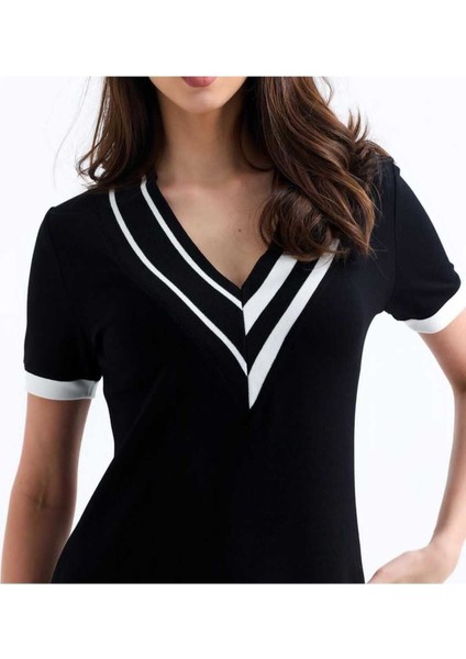 Buketli Kadın Geniş Ribana Detaylı Yırtmaçlı Uzun Modal V Yaka Kısa Kollu Elbise indirimleri