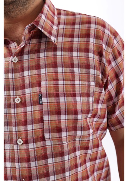 Kısa Kol Ekose Pamuklu Erkek Gömlek KK-8058-TSS fiyatları