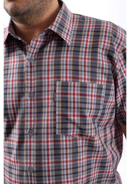 Kısa Kol Ekose Pamuklu Erkek Gömlek KK-8056-TSS fiyatları