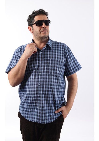 Kısa Kol Ekose Pamuklu Erkek Gömlek KK-8075-TSS indirimleri