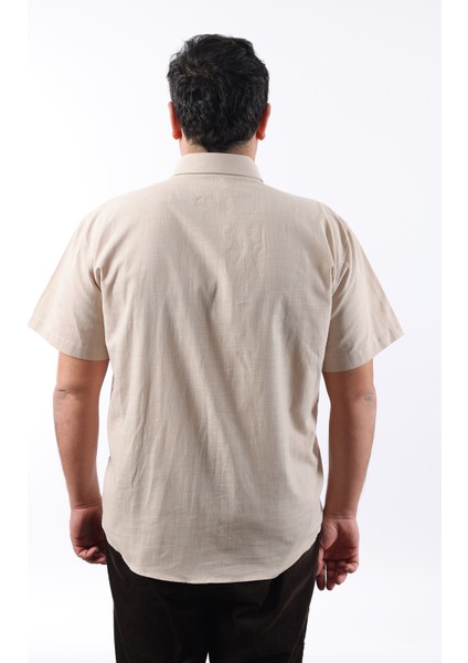 Kısa Kol Bej Keten Erkek Gömlek KK-8046-TSS modelleri