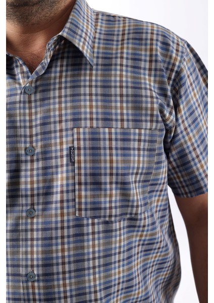 Kısa Kol Ekose Pamuklu Erkek Gömlek KK-8057-TSS fiyatları