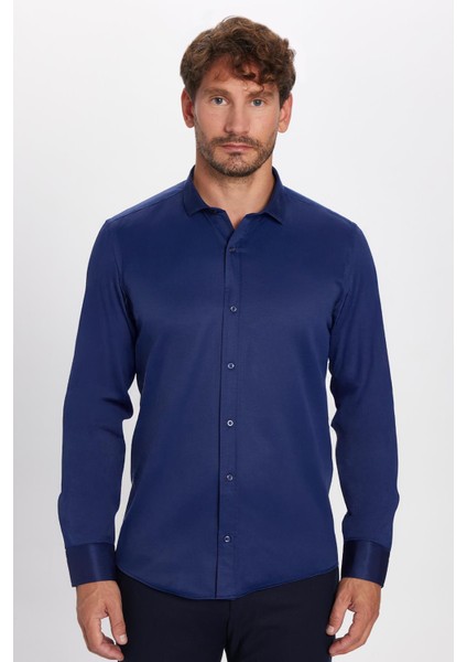 Modern Slim Fit Dar Kesim Düz Erkek Gömlek fırsatları