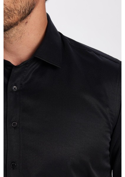Modern Slim Fit Uzun Kol Düz Erkek Gömlek fırsatları