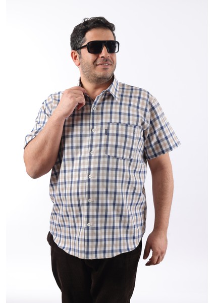 Kısa Kol Ekose Pamuklu Erkek Gömlek KK-8069-TSS indirimleri