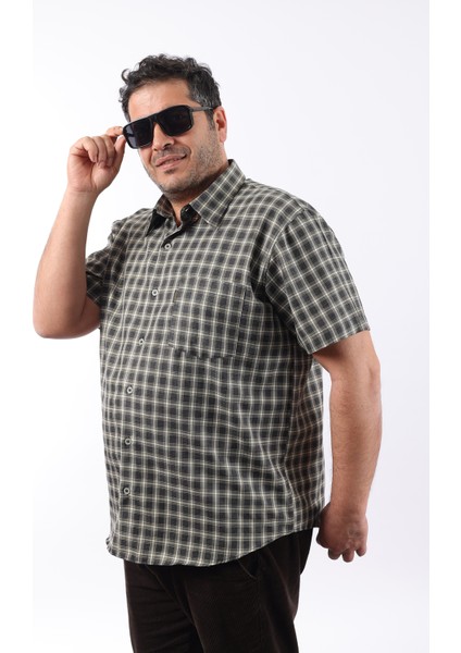 Kısa Kol Ekose Pamuklu Erkek Gömlek KK-8073-TSS indirimleri