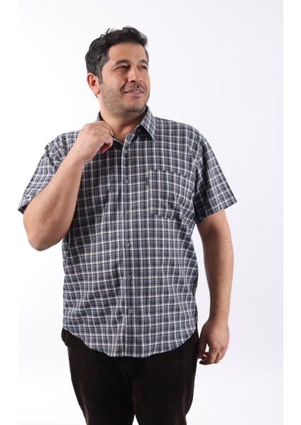 Kısa Kol Ekose Pamuklu Erkek Gömlek KK-8072-TSS indirimleri