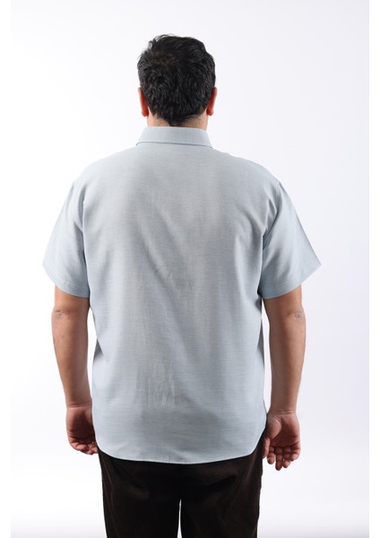 Kısa Kol Mint Yeşili-Beyaz Petek Desenli Pamuklu Erkek Gömlek KK-8053-TSS modelleri