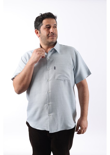 Kısa Kol Mint Yeşili-Beyaz Petek Desenli Pamuklu Erkek Gömlek KK-8053-TSS indirimleri