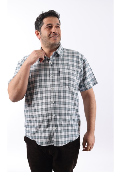 Kısa Kol Ekose Pamuklu Erkek Gömlek KK-8061-TSS indirimleri